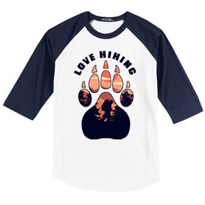 Love Hiking Bear Paw Baseball Sleeve Shirt