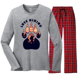 Love Hiking Bear Paw Women's Long Sleeve Flannel Pajama Set 