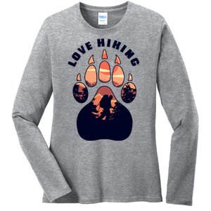 Love Hiking Bear Paw Ladies Long Sleeve Shirt