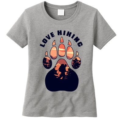 Love Hiking Bear Paw Womens T-Shirt