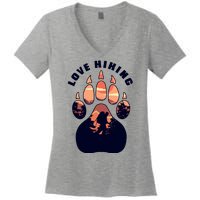 Love Hiking Bear Paw Women's V-Neck T-Shirt