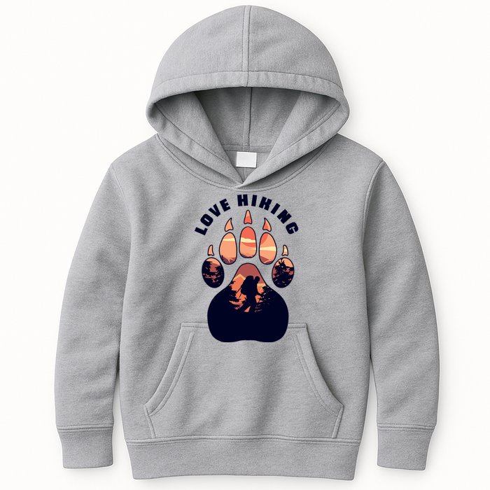 Love Hiking Bear Paw Kids Hoodie
