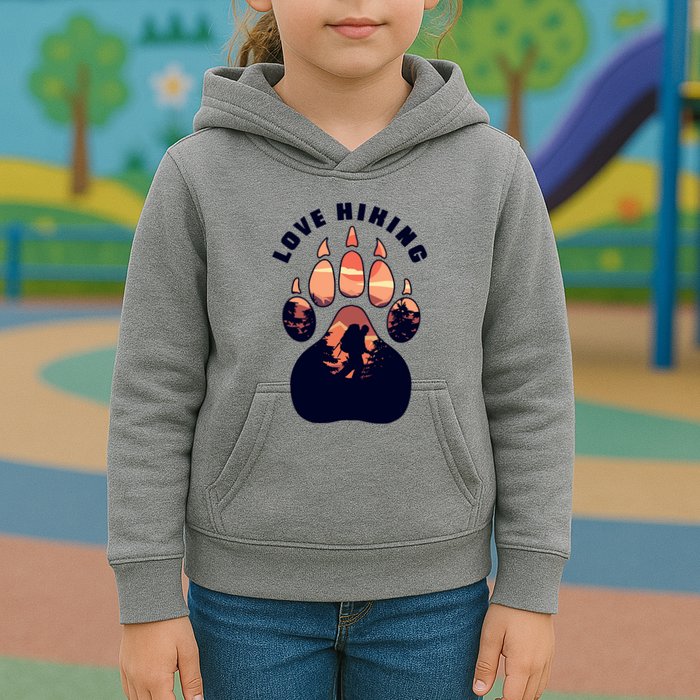 Love Hiking Bear Paw Kids Hoodie