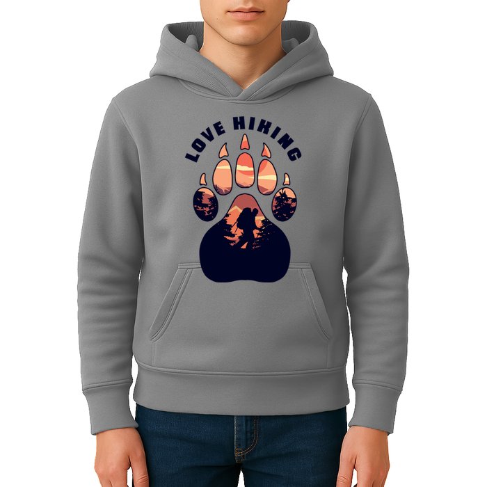 Love Hiking Bear Paw Kids Hoodie