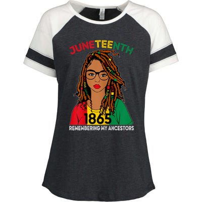 Locd Hair Black Women Remebering My Ancestors Juneteenth Enza Ladies Jersey Colorblock Tee