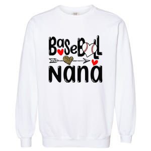 Leopard Heart Baseball Nana Cute Mother's Day Garment-Dyed Sweatshirt