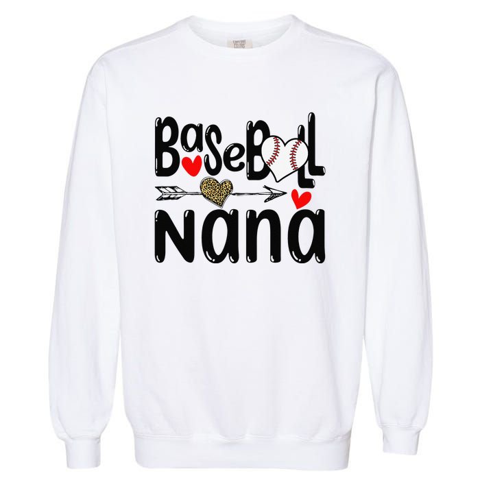 Leopard Heart Baseball Nana Cute Mother's Day Garment-Dyed Sweatshirt