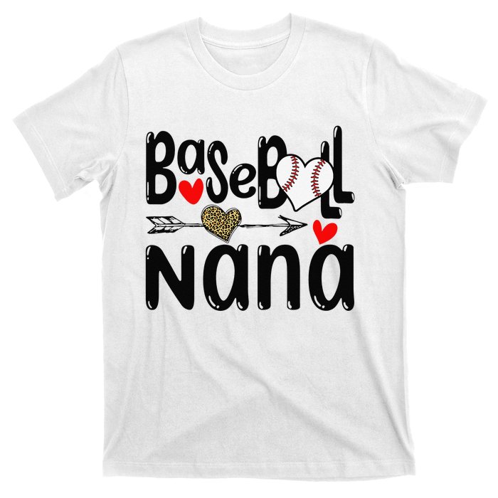 Leopard Heart Baseball Nana Cute Mother's Day T-Shirt