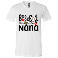 Leopard Heart Baseball Nana Cute Mother's Day V-Neck T-Shirt