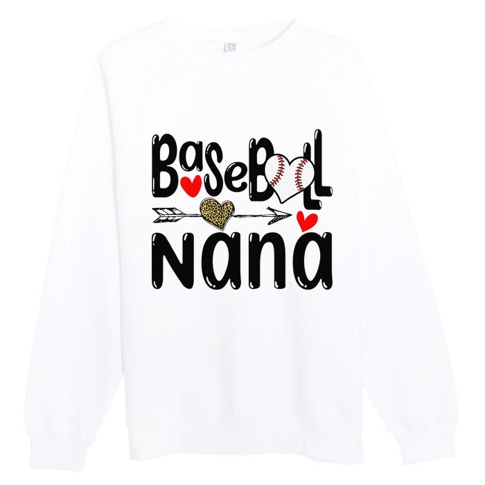 Leopard Heart Baseball Nana Cute Mother's Day Premium Crewneck Sweatshirt