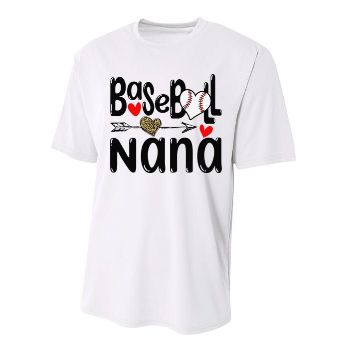 Leopard Heart Baseball Nana Cute Mother's Day Performance Sprint T-Shirt