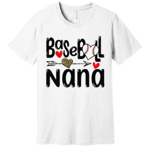 Leopard Heart Baseball Nana Cute Mother's Day Premium T-Shirt