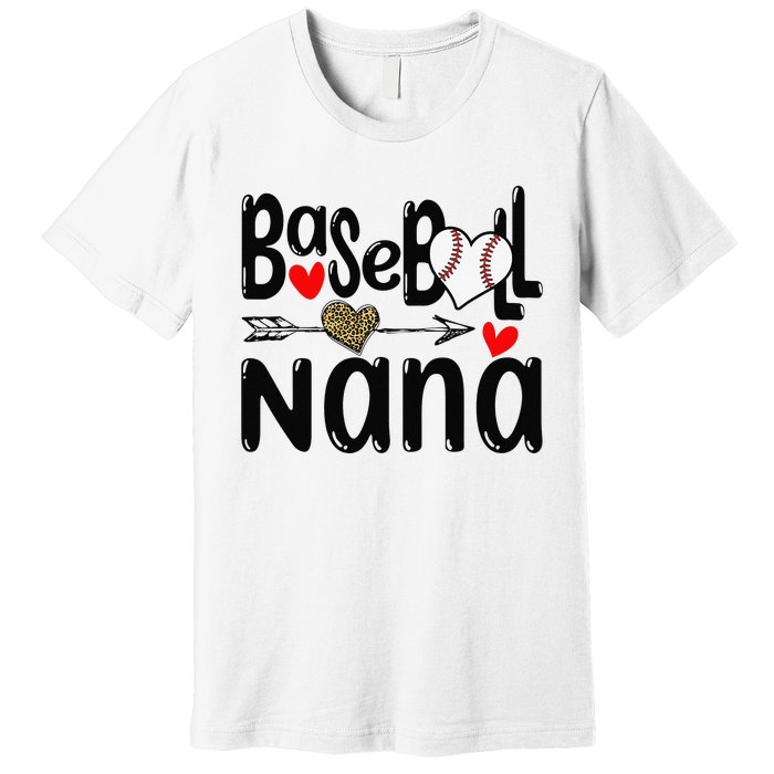 Leopard Heart Baseball Nana Cute Mother's Day Premium T-Shirt