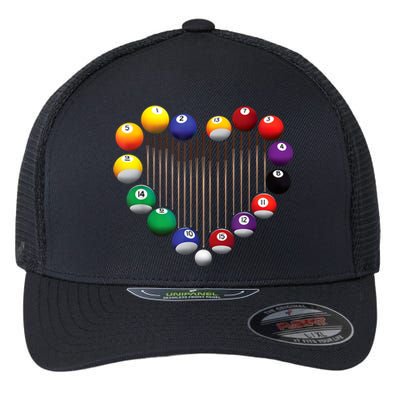 Lover Heart Billiard Pool Billiard Ball Billiard Player Gift Ideas For Fan Flexfit Unipanel Trucker Cap