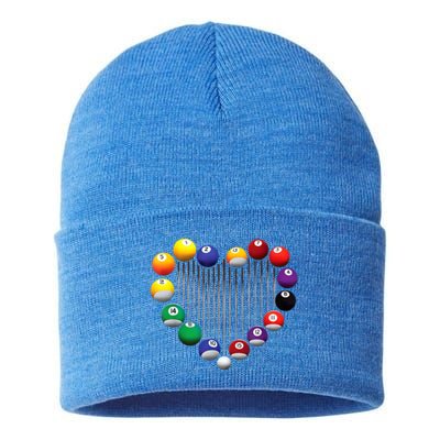 Lover Heart Billiard Pool Billiard Ball Billiard Player Gift Ideas For Fan Sustainable Knit Beanie