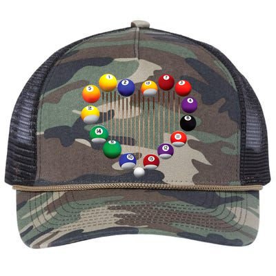 Lover Heart Billiard Pool Billiard Ball Billiard Player Gift Ideas For Fan Retro Rope Trucker Hat Cap