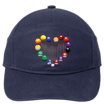 Lover Heart Billiard Pool Billiard Ball Billiard Player Gift Ideas For Fan 7-Panel Snapback Hat