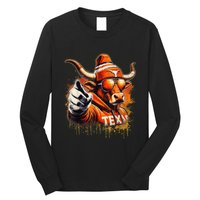 Long Horn Bull Character Tx Bull Hat Long Sleeve Shirt