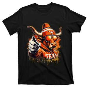 Long Horn Bull Character Tx Bull Hat T-Shirt