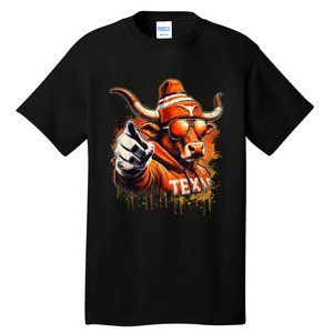 Long Horn Bull Character Tx Bull Hat Tall T-Shirt