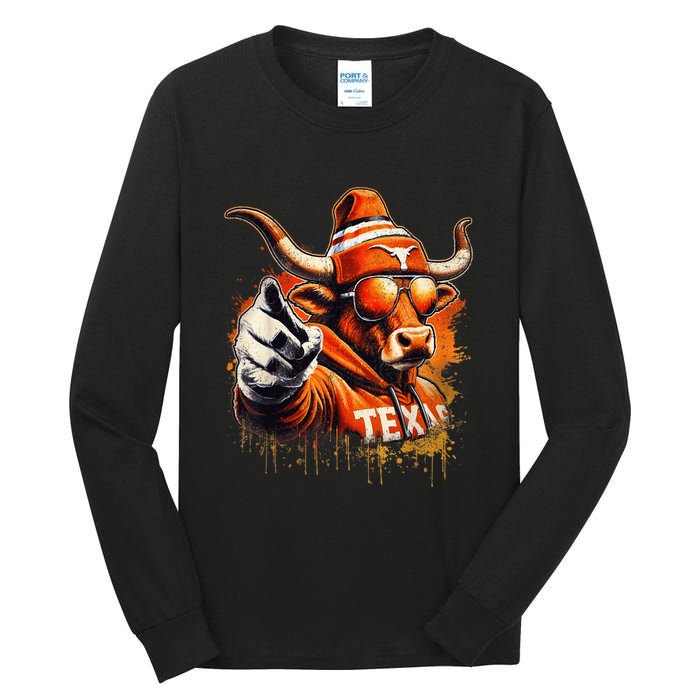 Long Horn Bull Character Tx Bull Hat Tall Long Sleeve T-Shirt