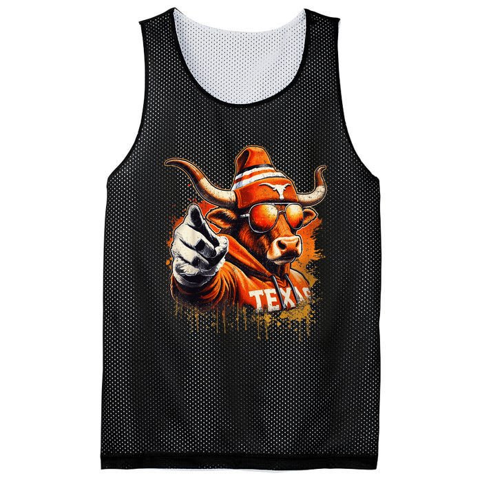 Long Horn Bull Character Tx Bull Hat Mesh Reversible Basketball Jersey Tank