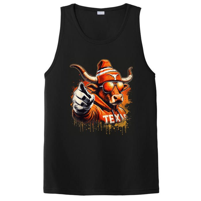 Long Horn Bull Character Tx Bull Hat PosiCharge Competitor Tank