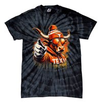 Long Horn Bull Character Tx Bull Hat Tie-Dye T-Shirt