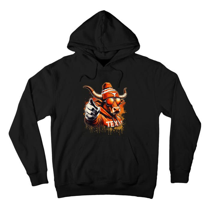 Long Horn Bull Character Tx Bull Hat Tall Hoodie