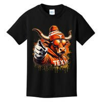 Long Horn Bull Character Tx Bull Hat Kids T-Shirt