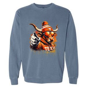 Long Horn Bull Character Tx Bull Hat Garment-Dyed Sweatshirt