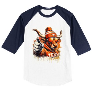 Long Horn Bull Character Tx Bull Hat Baseball Sleeve Shirt