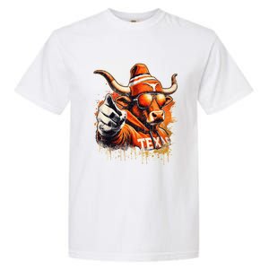 Long Horn Bull Character Tx Bull Hat Garment-Dyed Heavyweight T-Shirt