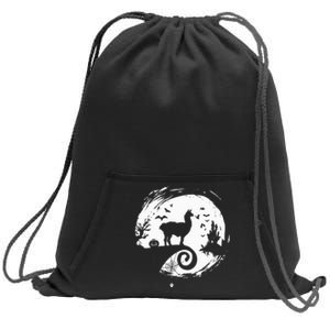 Llama Halloween Costume Moon Silhouette Creepy Horror Sweatshirt Cinch Pack Bag