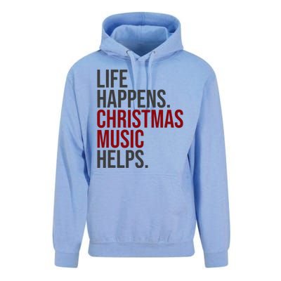 Life Happens Christmas Music Helps Unisex Surf Hoodie