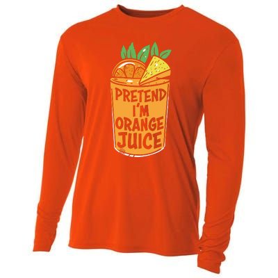 Lazy Halloween Costume Pretend Im Orange Juice, Funny Halloween Shirts Cooling Performance Long Sleeve Crew