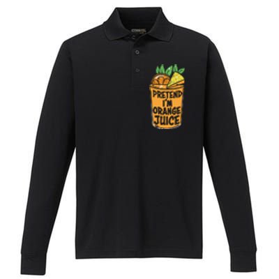 Lazy Halloween Costume Pretend Im Orange Juice, Funny Halloween Shirts Performance Long Sleeve Polo