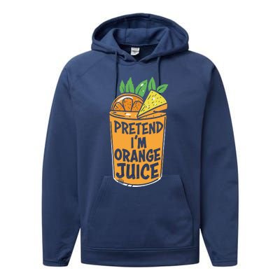 Lazy Halloween Costume Pretend Im Orange Juice, Funny Halloween Shirts Performance Fleece Hoodie