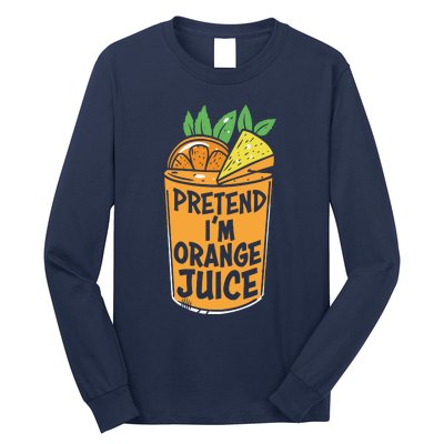 Lazy Halloween Costume Pretend Im Orange Juice, Funny Halloween Shirts Long Sleeve Shirt