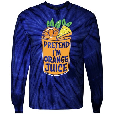 Lazy Halloween Costume Pretend Im Orange Juice, Funny Halloween Shirts Tie-Dye Long Sleeve Shirt