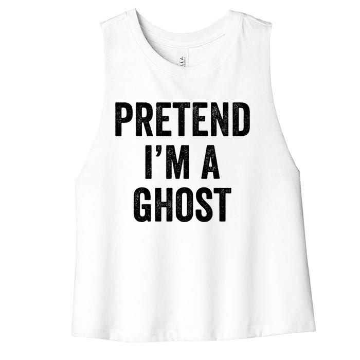 Lazy Halloween Costume Last Minute Gift Pretend I'm A Ghost Women's Racerback Cropped Tank