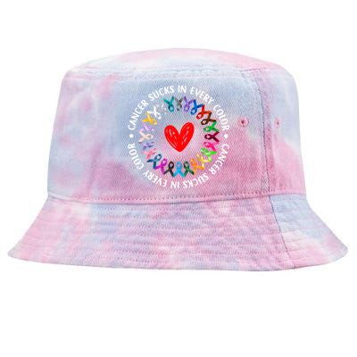 Love Hope Cure Cancer Awareness World Cancer Day Meaningful Gift Tie-Dyed Bucket Hat