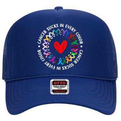 Love Hope Cure Cancer Awareness World Cancer Day Meaningful Gift High Crown Mesh Back Trucker Hat