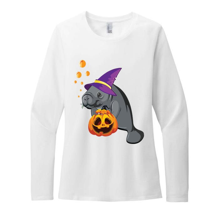 Lazy Halloween Costume Pumpkin Sea Cow Witch Hat Womens CVC Long Sleeve Shirt