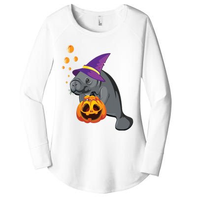 Lazy Halloween Costume Pumpkin Sea Cow Witch Hat Women's Perfect Tri Tunic Long Sleeve Shirt