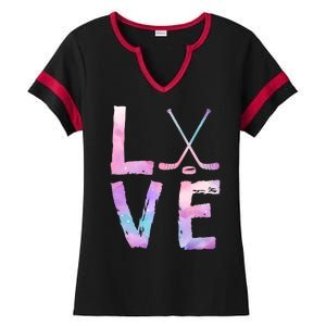 Love Hockey Color Design Ladies Halftime Notch Neck Tee