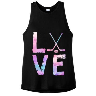 Love Hockey Color Design Ladies PosiCharge Tri-Blend Wicking Tank