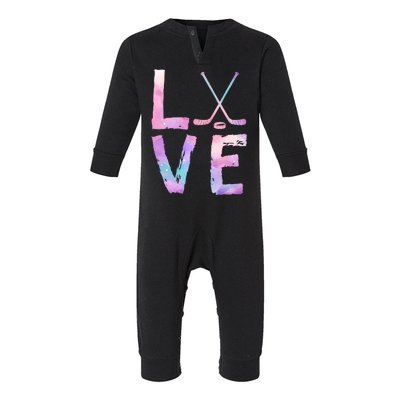 Love Hockey Color Design Infant Fleece One Piece