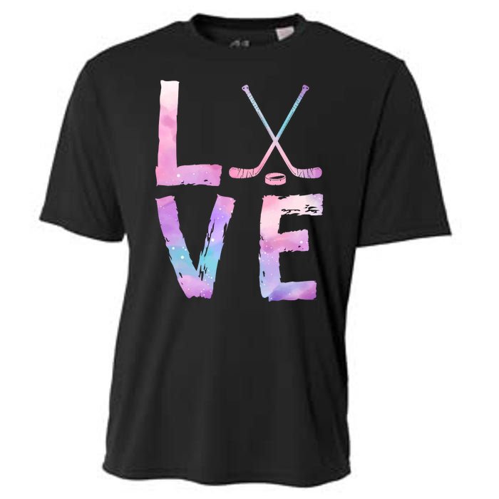 Love Hockey Color Design Cooling Performance Crew T-Shirt