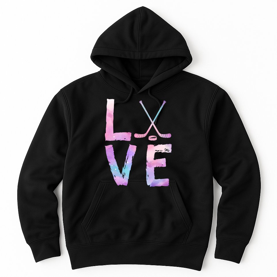 Love Hockey Color Design Hoodie